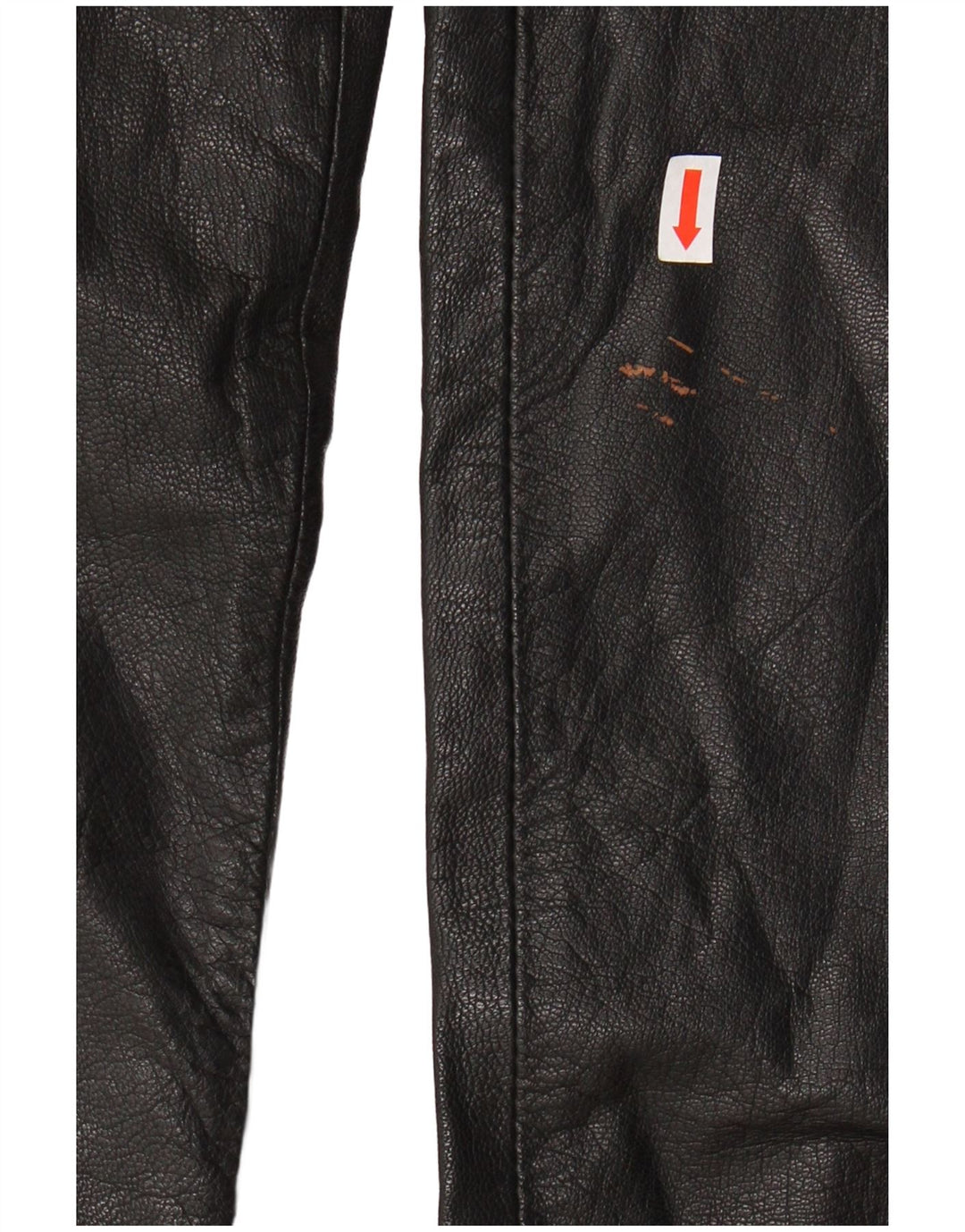 ESPRIT Womens Straight Leather Trousers UK 12 Medium W26 L31 Black Leather