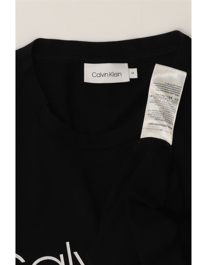 CALVIN KLEIN Mens Graphic T-Shirt Top Medium Black Cotton