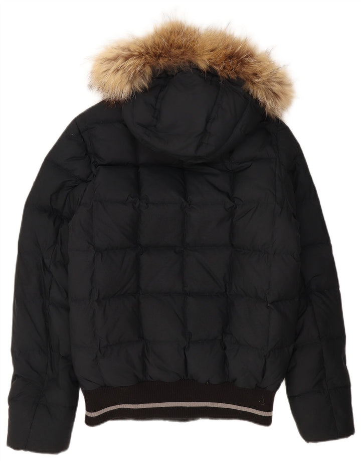 DOLOMITE Mens Hooded Padded Jacket UK 36 Small Black Polyester