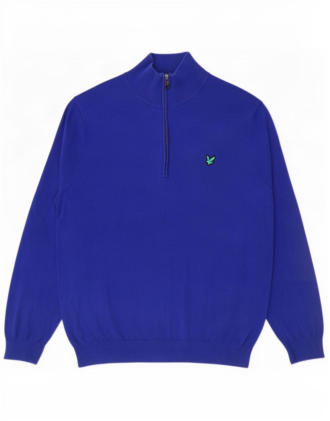 Lyle & Scott Mens Zip Neck Jumper Sweater Large Blue Cotton