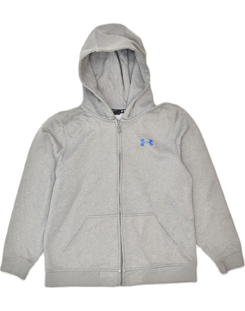 UNDER ARMOUR Boys Zip Hoodie Sweater 15-16 Years XL Grey Polyester | Vintage | Thrift | Second-Hand | Used Clothing | Messina Hembry 