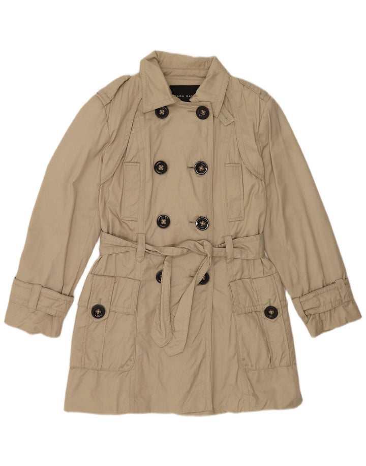 Zara Womens Trench Coat UK 16 Large Beige Nylon