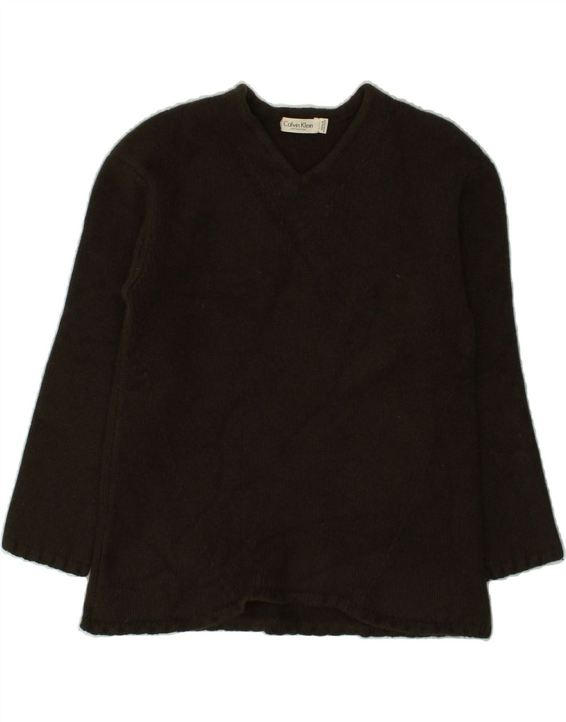 CALVIN KLEIN Womens V-Neck Jumper Sweater UK 12 Medium Green | Vintage Calvin Klein | Thrift | Second-Hand Calvin Klein | Used Clothing | Messina Hembry 