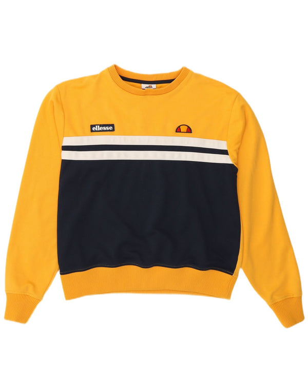 Ellesse Womens Sweatshirt Jumper UK 14 Large Yellow Colourblock Sports