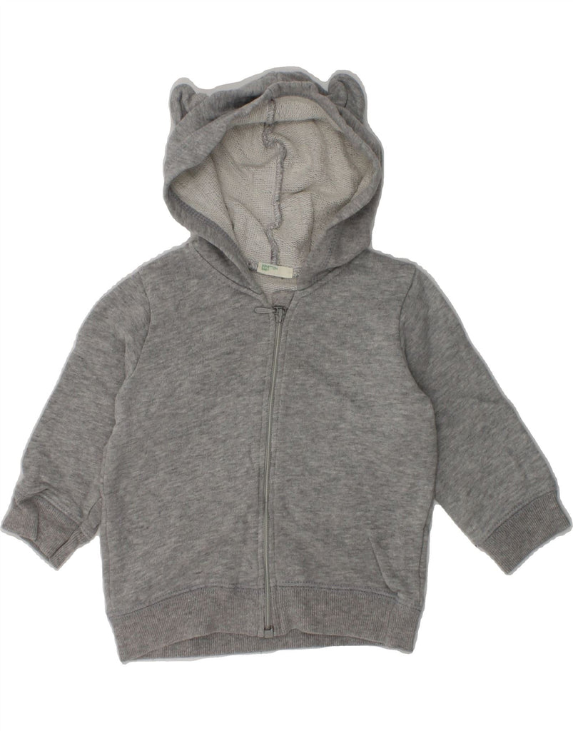 BENETTON Baby Boys Zip Hoodie Sweater 6-9 Months Grey Cotton | Vintage Benetton | Thrift | Second-Hand Benetton | Used Clothing | Messina Hembry 