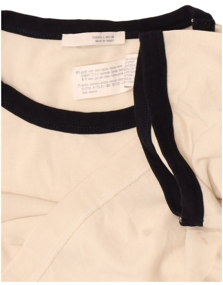 Zara Mens T-Shirt Top Large Off White Cotton