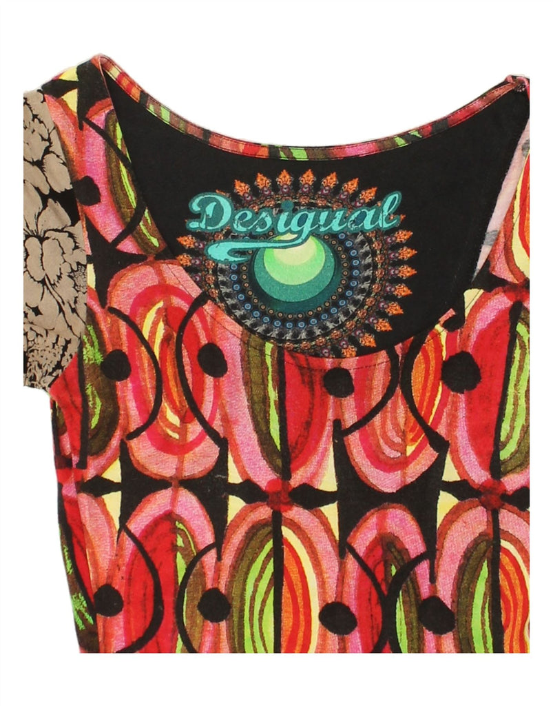 DESIGUAL Womens Graphic Basic Dress UK 6 XS Multicoloured Floral Viscose | Vintage Desigual | Thrift | Second-Hand Desigual | Used Clothing | Messina Hembry 