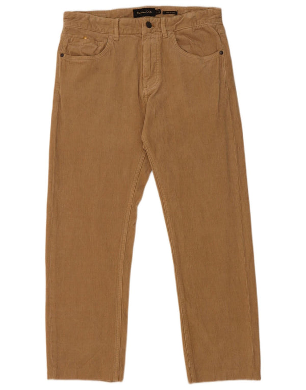 Massimo Dutti Mens Straight Corduroy Trousers EU 38 Small W30 L25 Beige