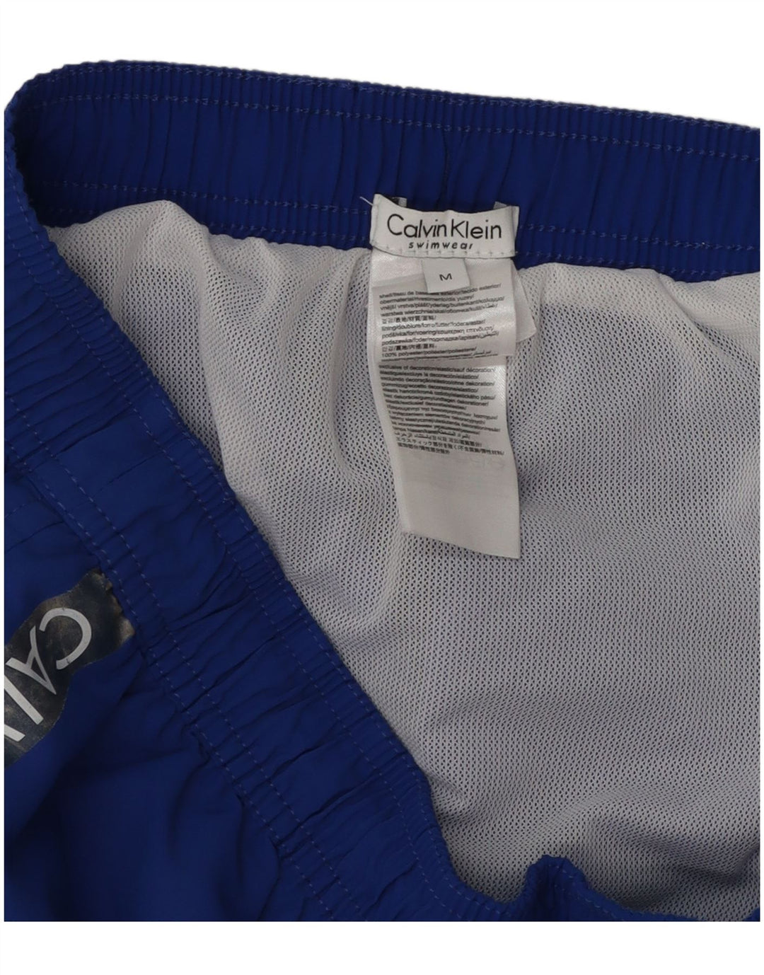 Calvin Klein Mens Graphic Swimming Shorts Medium Blue Polyester