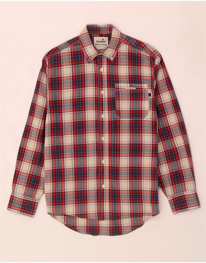 Canadian Mens Shirt Small Red Plaid Cotton