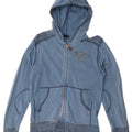 Lee Womens Zip Hoodie Sweater UK 14 Medium Blue Cotton