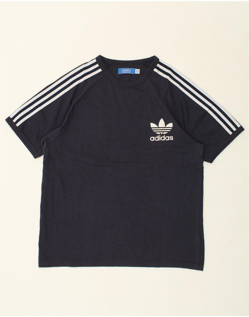 ADIDAS Mens T-Shirt Top Large Navy Blue Cotton | Vintage Adidas | Thrift | Second-Hand Adidas | Used Clothing | Messina Hembry 