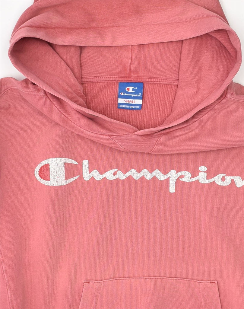 CHAMPION Womens Graphic Hoodie Jumper UK 10 Small Pink Cotton | Vintage Champion | Thrift | Second-Hand Champion | Used Clothing | Messina Hembry 