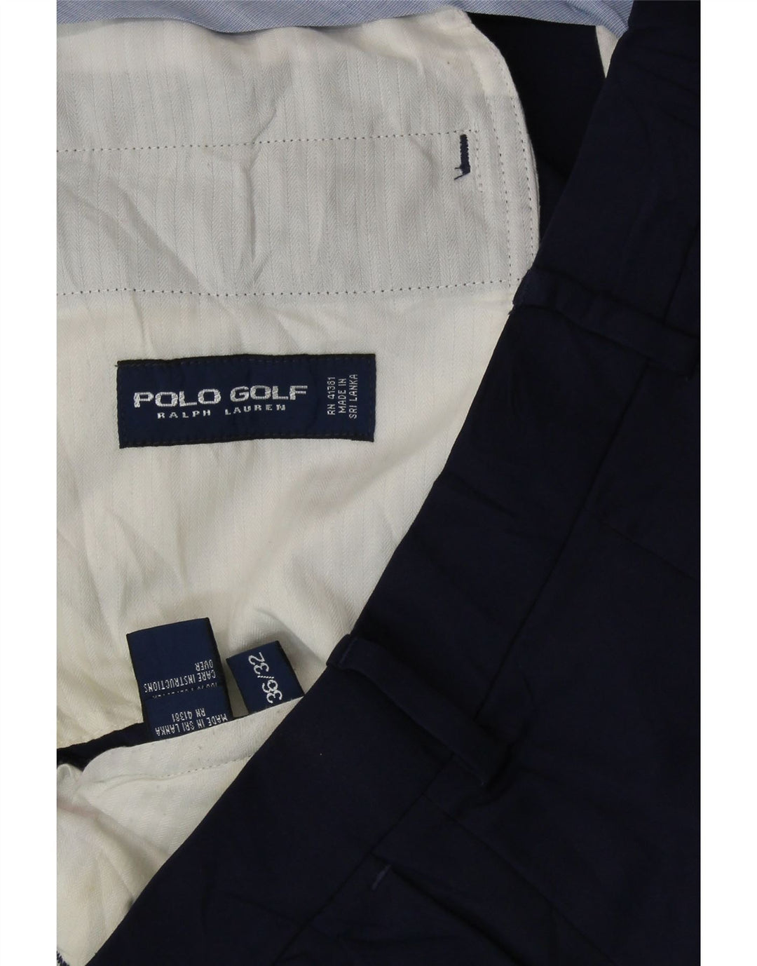 Polo Ralph Lauren Mens Pegged Suit Trousers W36 L29 Navy Blue Polyester