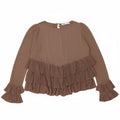 Zara Womens Oversized Long Sleeve Blouse Top UK 10 Small Brown Colourblock