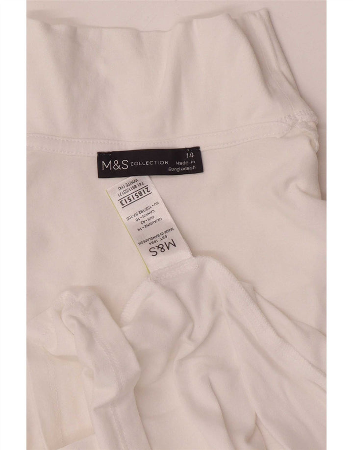 Marks & Spencer Womens Top Long Sleeve UK 14 Large White Cotton
