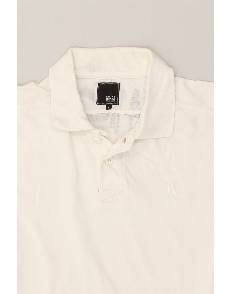 JACK & JONES Mens Graphic Polo Shirt Large White Cotton | Vintage Jack & Jones | Thrift | Second-Hand Jack & Jones | Used Clothing | Messina Hembry 