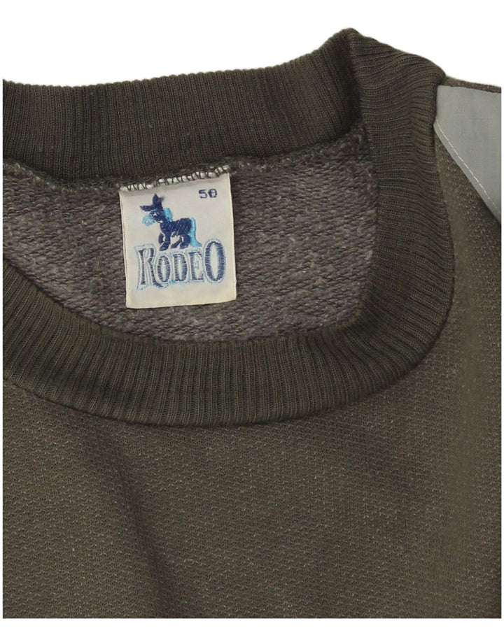 Rodeo Mens Sweatshirt Jumper IT 50 Medium Khaki Colourblock Polyacrylic