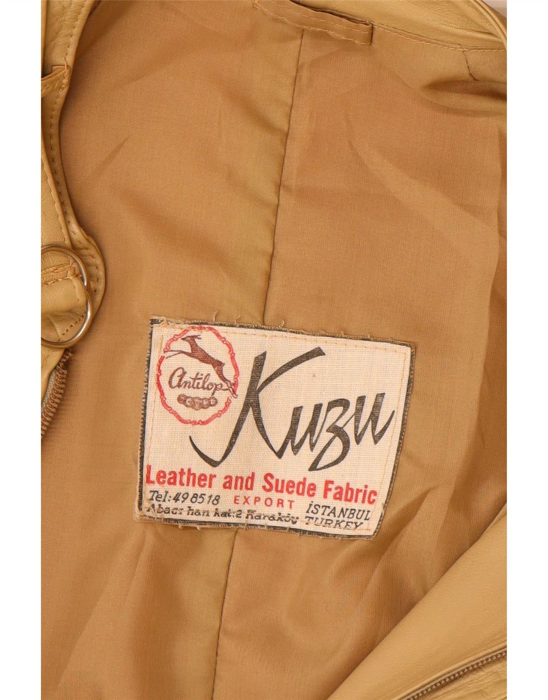 KUZU Mens Leather Jacket UK 38 Medium Beige Leather