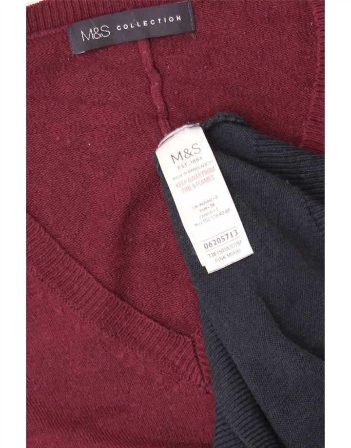 Marks & Spencer Womens V-Neck Jumper Sweater UK 6 XS Multicoloured