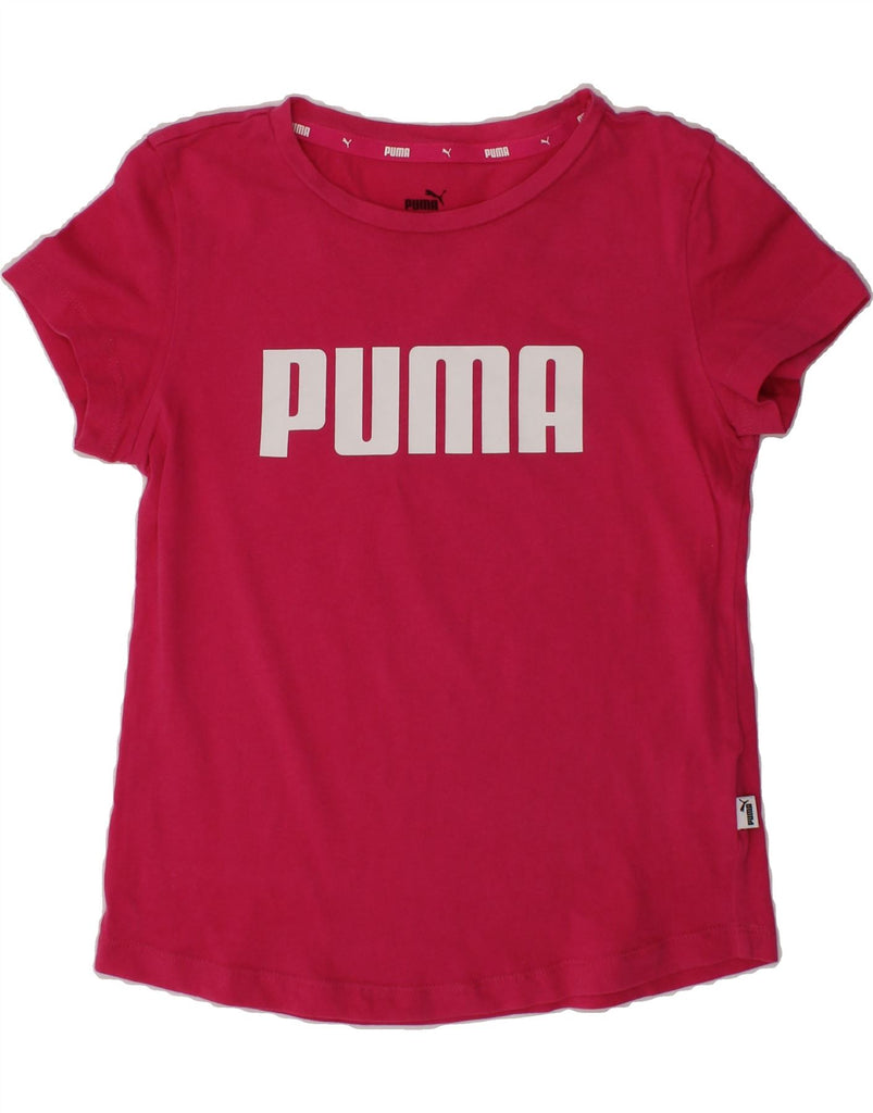 PUMA Girls Graphic T-Shirt Top 9-10 Years Pink Cotton | Vintage Puma | Thrift | Second-Hand Puma | Used Clothing | Messina Hembry 