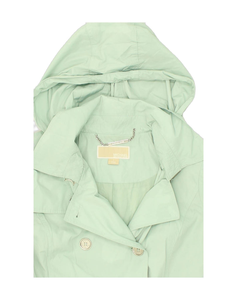 MICHAEL KORS Womens Hooded Double Breasted Trench Coat UK 10 Small Green | Vintage Michael Kors | Thrift | Second-Hand Michael Kors | Used Clothing | Messina Hembry 