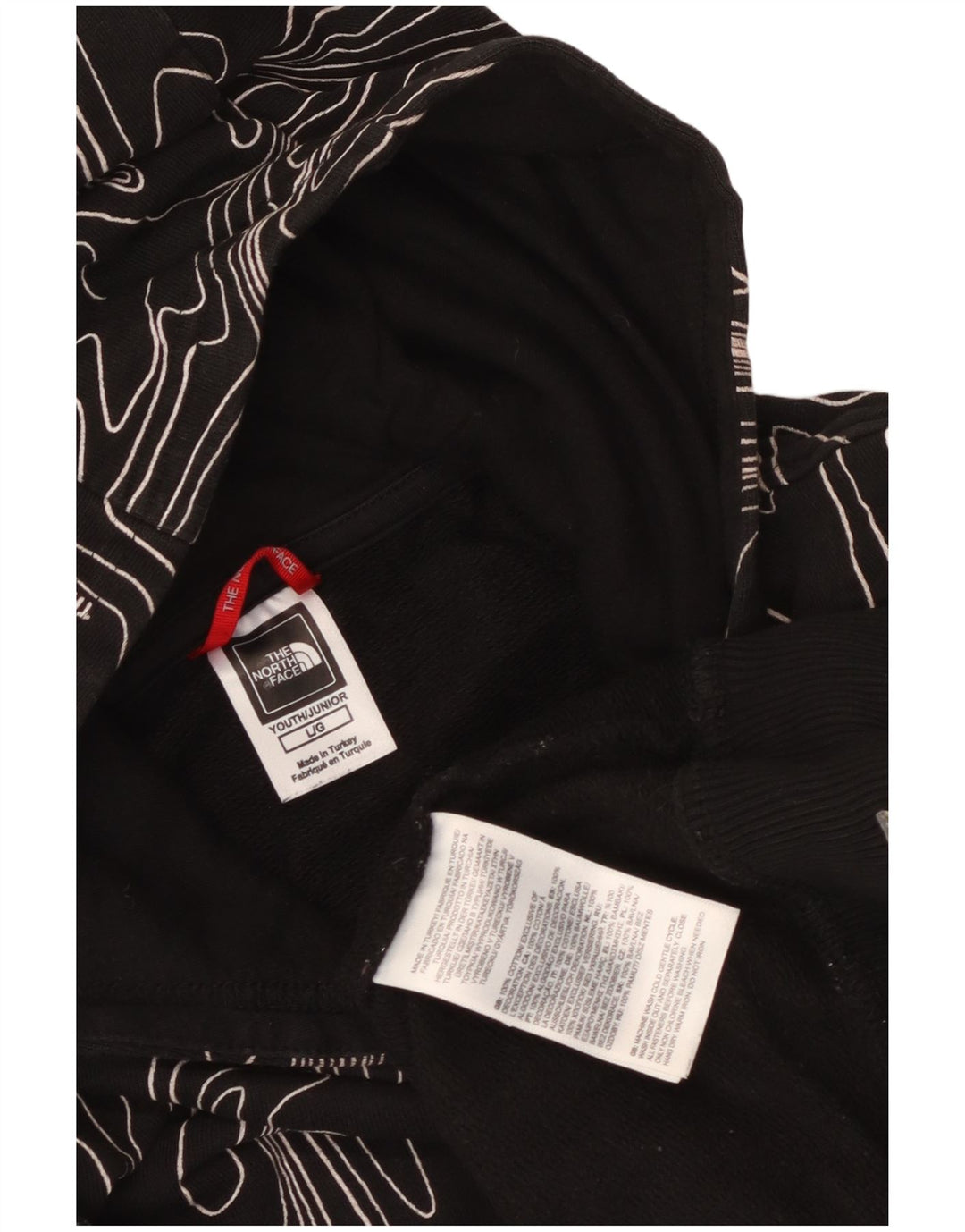 The North Face Boys Abstract Pattern Hoodie Jumper 11-12 Years Large Black