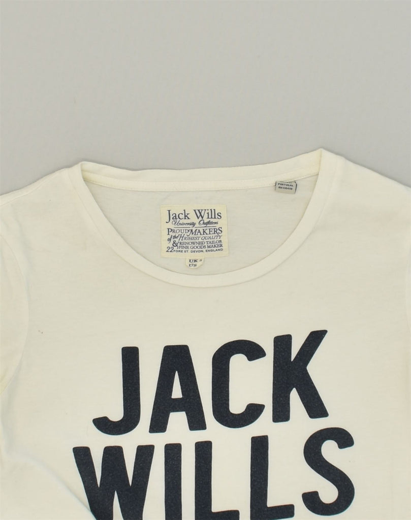 JACK & JONES Womens Graphic T-Shirt Top UK 8 Small  White Cotton | Vintage Jack & Jones | Thrift | Second-Hand Jack & Jones | Used Clothing | Messina Hembry 