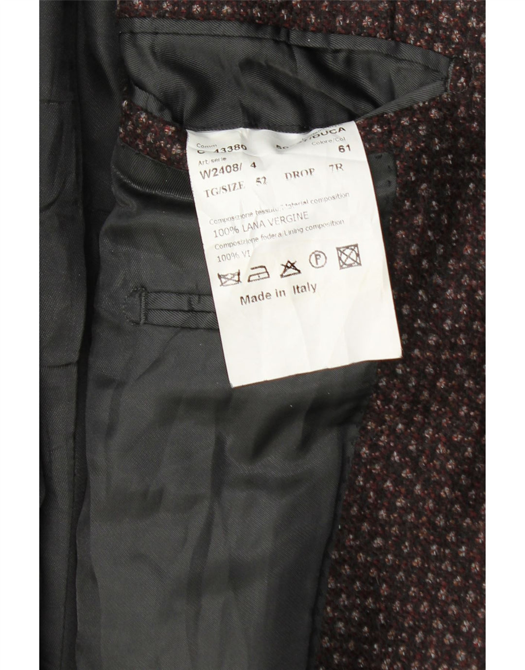 Al Duca D'Aosta Mens 3 Button Blazer Jacket IT 52 XL Burgundy Flecked