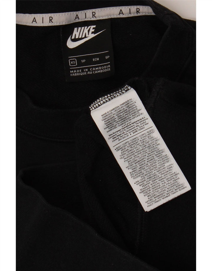 NIKE Womens Crop Graphic Sweatshirt Jumper UK 6 XS Black Cotton