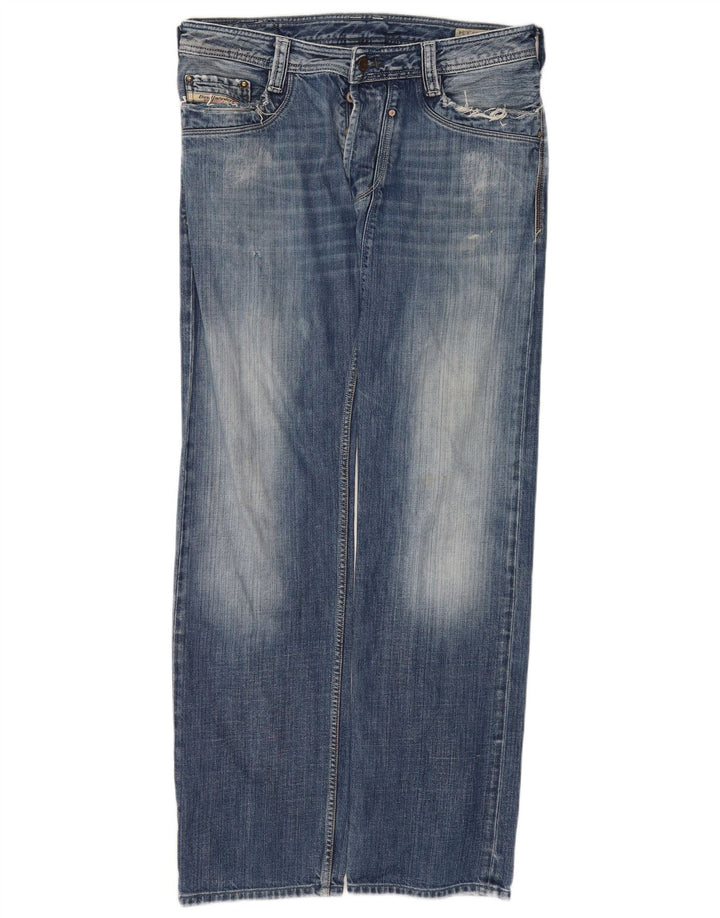 Diesel Mens Timmen Straight Jeans W33 L34 Blue Cotton