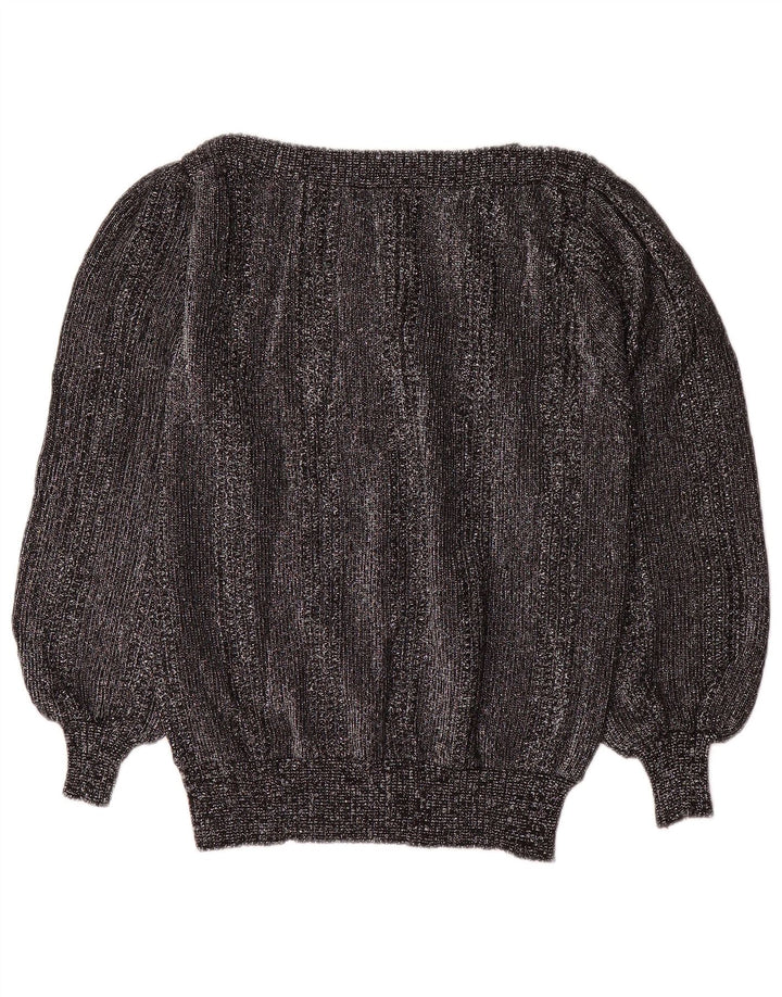 Vintage Womens Boat Neck Jumper Sweater UK 14 Medium Silver
