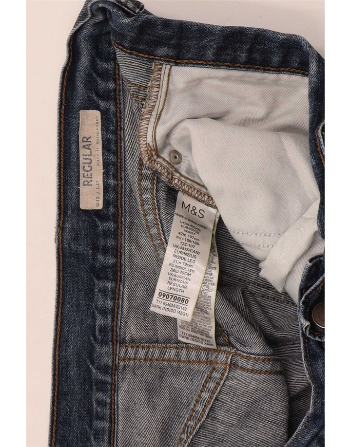 Marks & Spencer Mens Regular Straight Jeans W42 L31 Blue Cotton