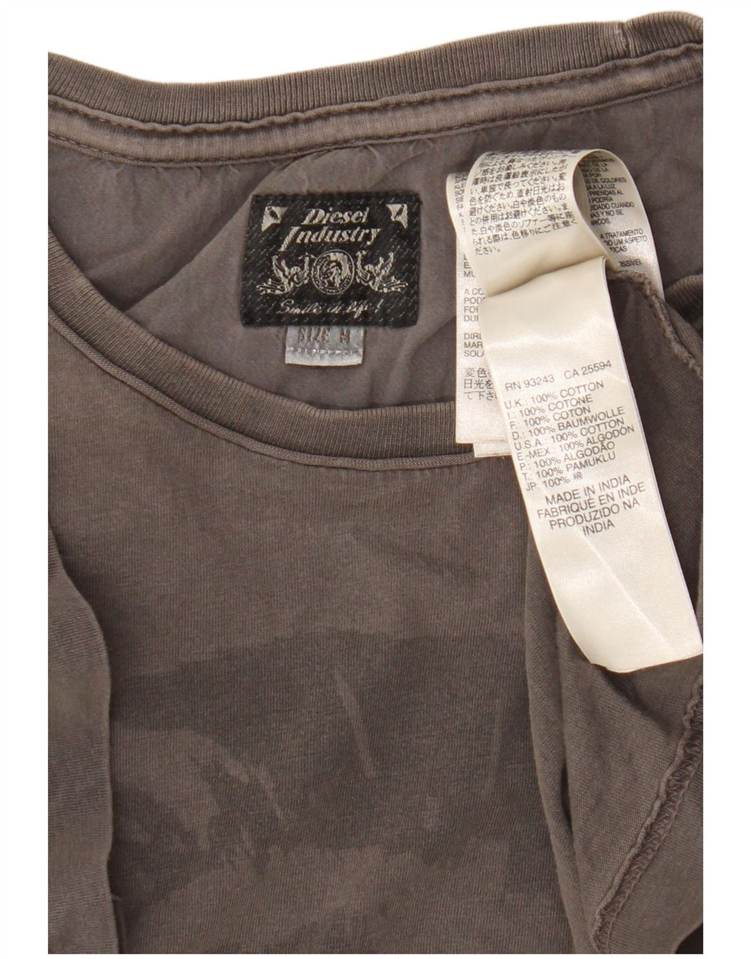 Diesel Mens Graphic T-Shirt Top Medium Grey Cotton