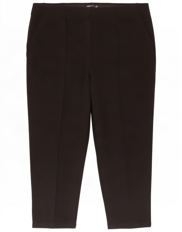 Marks & Spencer Womens Capri Trousers UK 22 3XL W40 L20 Black Viscose