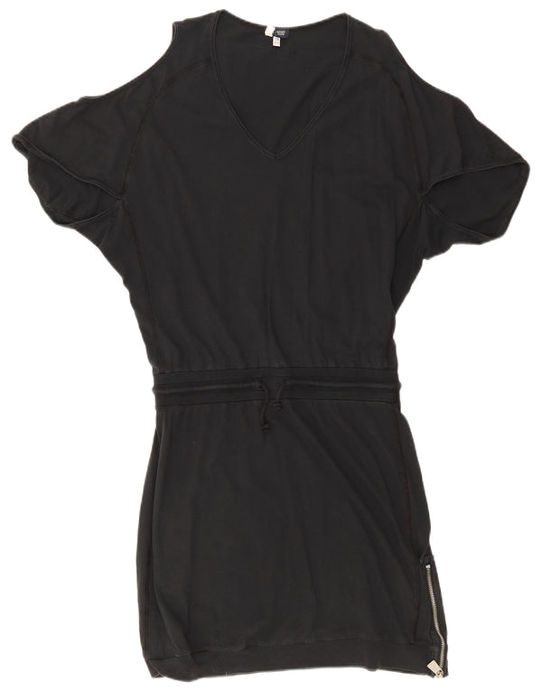 Armani Jeans Womens Batwing Off Shoulder Dress UK 10 Small Black Cotton