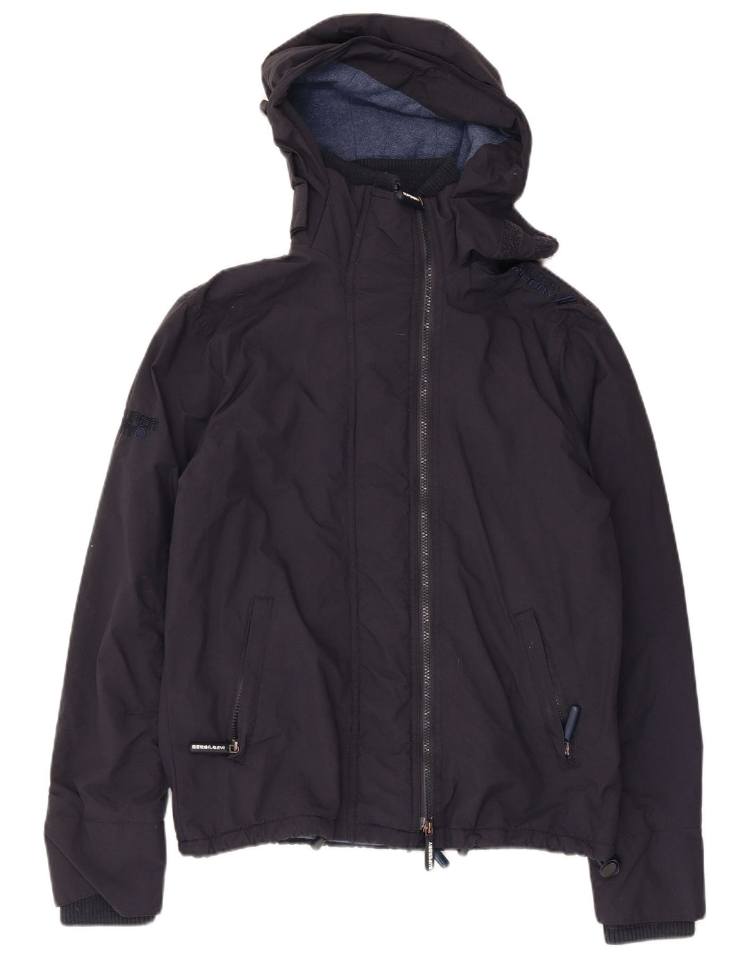 Superdry Mens Windcheater Hooded Windbreaker Jacket UK 36 Small Navy Blue