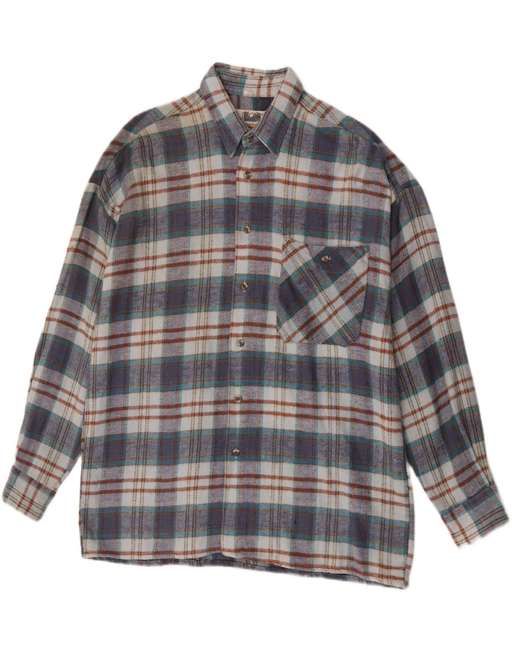 Southwest Mens Flannel Shirt Size 41/42 Large Blue Check Cotton