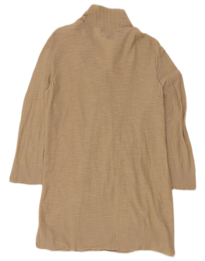 EDDIE BAUER Womens Longline Open Cardigan Sweater UK 12 Medium Beige