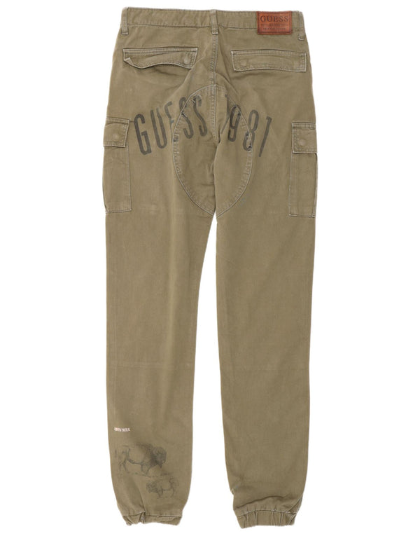 Guess Boys Graphic Joggers Cargo Trousers 13-14 Years W30 L30 Khaki Cotton