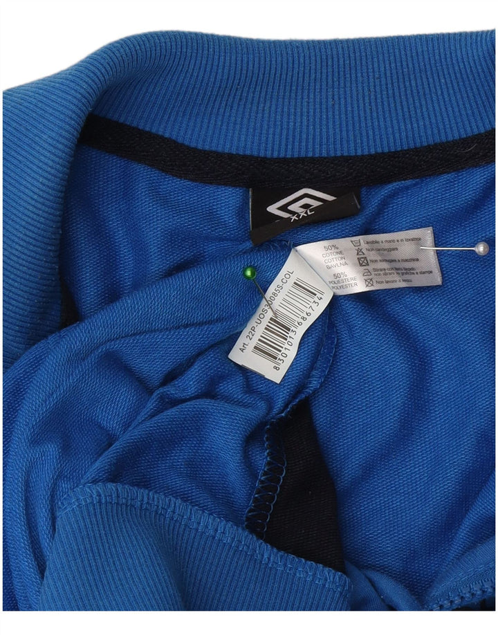 Umbro Mens Graphic Tracksuit Top Jacket 2XL Blue Colourblock Cotton