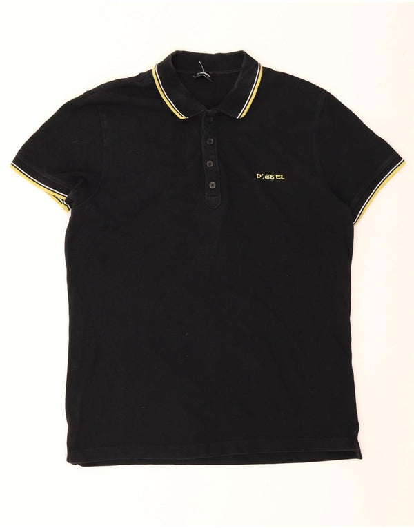 DIESEL Mens Polo Shirt XL Black Cotton