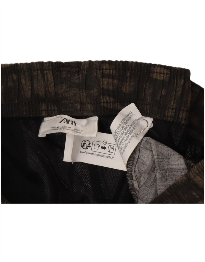 Zara Mens Swimming Shorts Medium Black Geometric Polyester