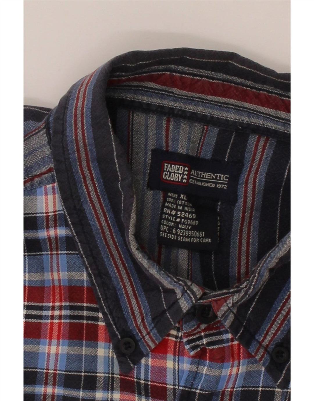 VINTAGE Mens Short Sleeve Shirt XL Blue Striped Cotton Vintage Vintage and Second-Hand Vintage from Messina Hembry 
