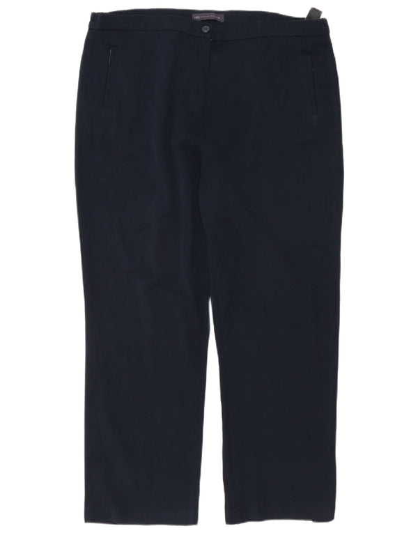 Marks & Spencer Womens Slim Fit Casual Trousers W38 L27 Navy Blue Viscose