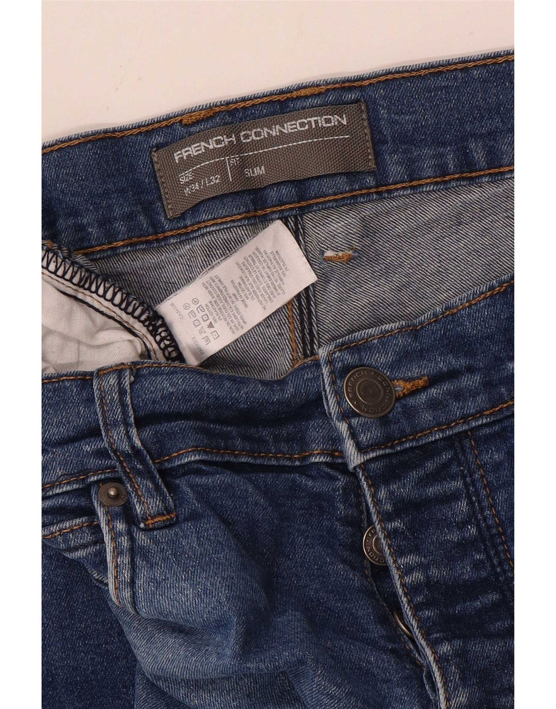 French Connection Mens Slim Jeans W34 L32 Blue Cotton