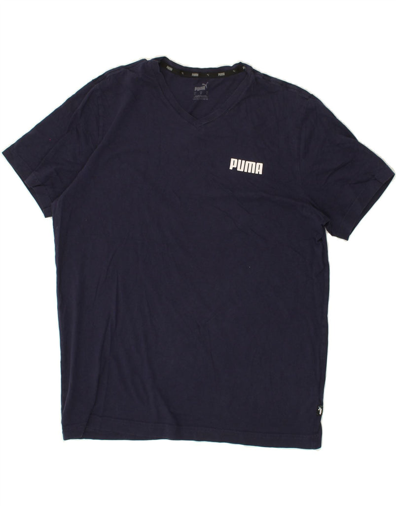 PUMA Mens Graphic T-Shirt Top Large Navy Blue Cotton | Vintage Puma | Thrift | Second-Hand Puma | Used Clothing | Messina Hembry 