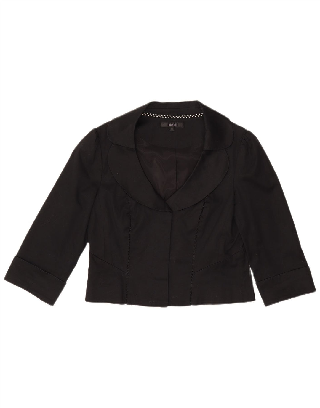 Coast Womens 3/4 Sleeve Bolero Jacket UK 12 Medium Black Cotton