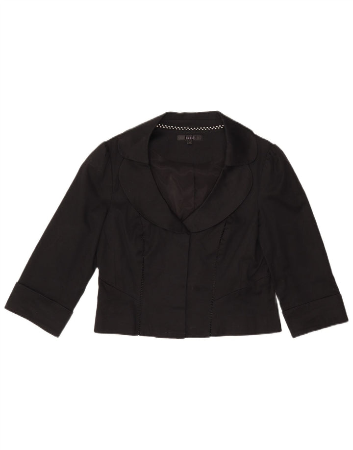 Coast Womens 3/4 Sleeve Bolero Jacket UK 12 Medium Black Cotton
