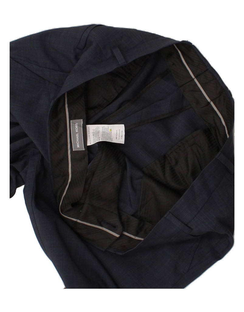 MICHAEL KORS Mens Straight Suit Trousers W36 L30 Navy Blue Check Polyester Vintage Michael Kors and Second-Hand Michael Kors from Messina Hembry 